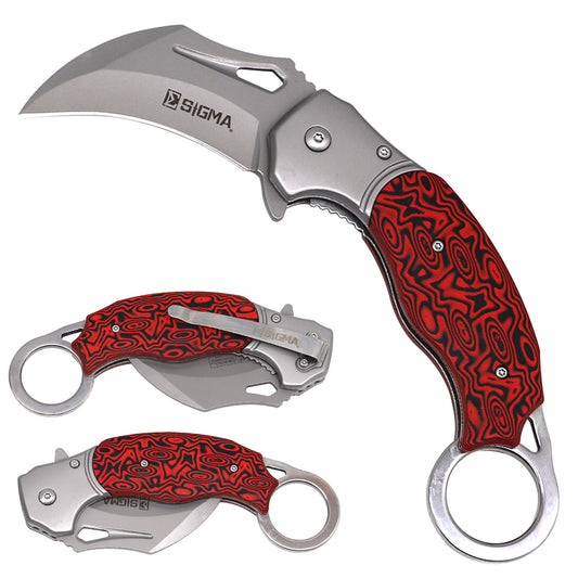 Sigma KSB432GMK1 ball-bearing flipper knife with 3 mm molybdenum-titanium blade and 5-inch Micarta-inlaid steel handle