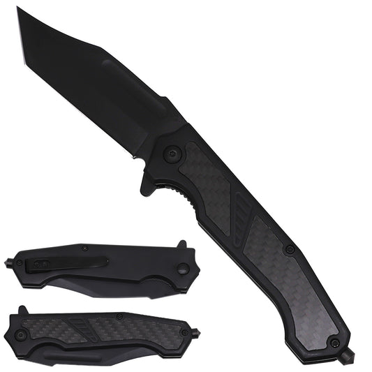 Sigma Ball Bearing Flipper Knife with Carbon-Fiber Inlay - Black