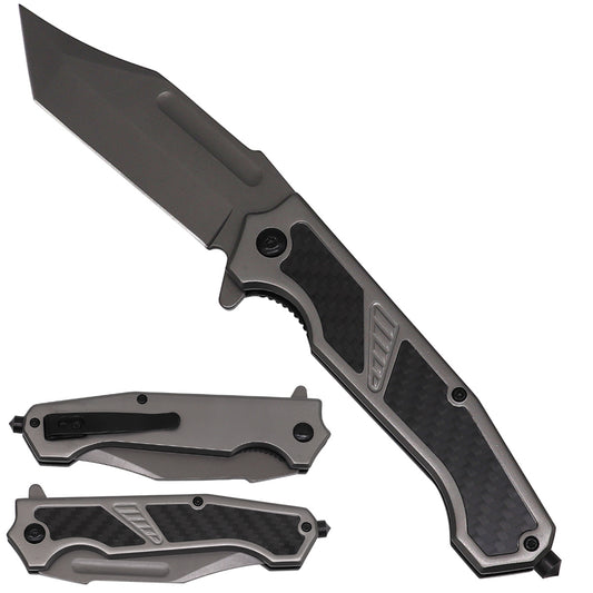 Sigma Ball Bearing Flipper Knife with Carbon-Fiber Inlay - Gray