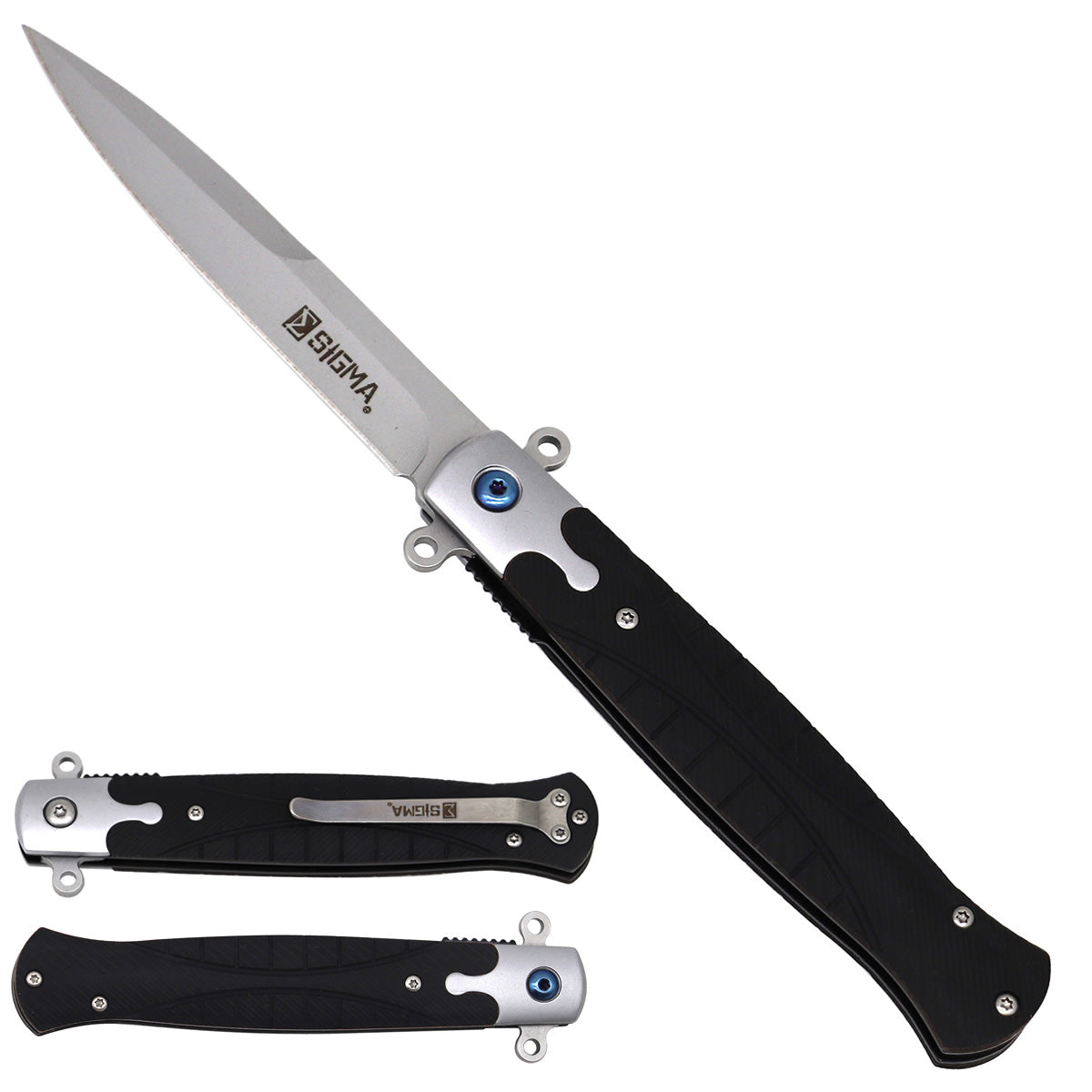 Sigma Ball Bearing Flipper Knife - Black Micarta Handle