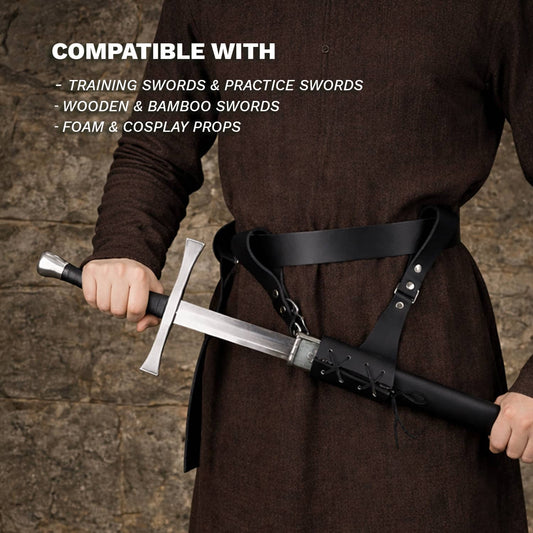 8" x 8" Faux Leather Medieval Rapier Sword Frog Black