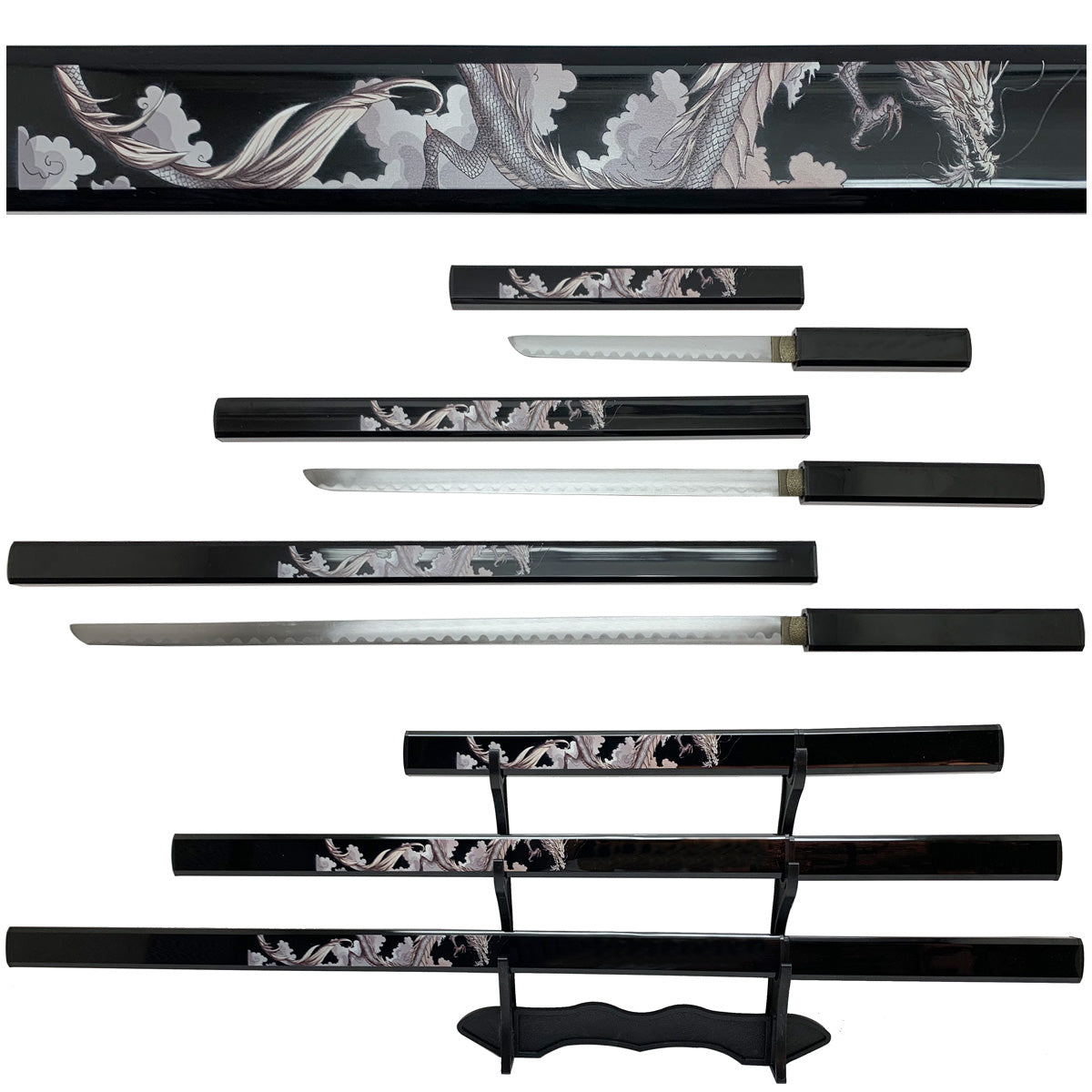 3Pcs Samurai sword set, Plastic scabbard