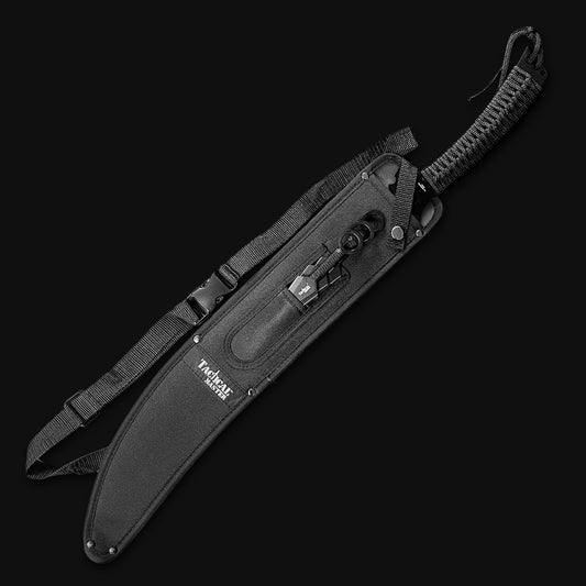 26" Black Machete w 3 Throwing Knives