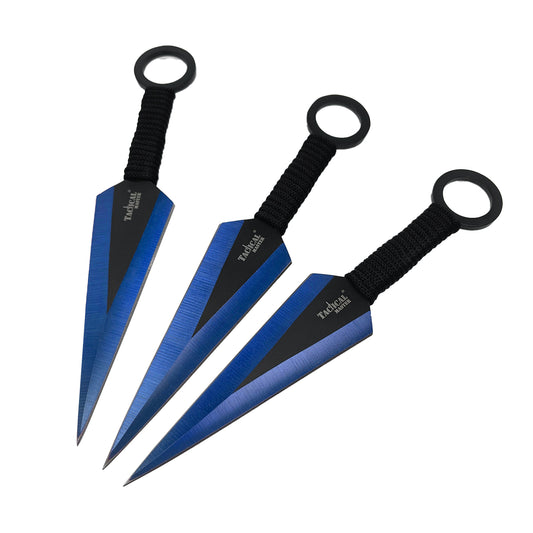 26" Blue Machete w 3 Throwing Knives