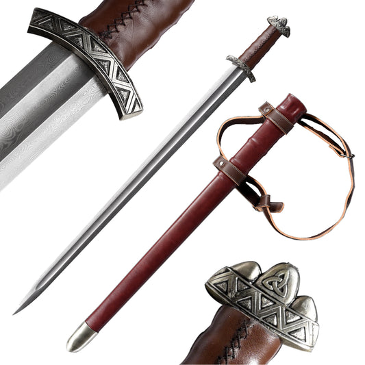 37.8" Hand-Forged Damascus Steel Medieval Sword