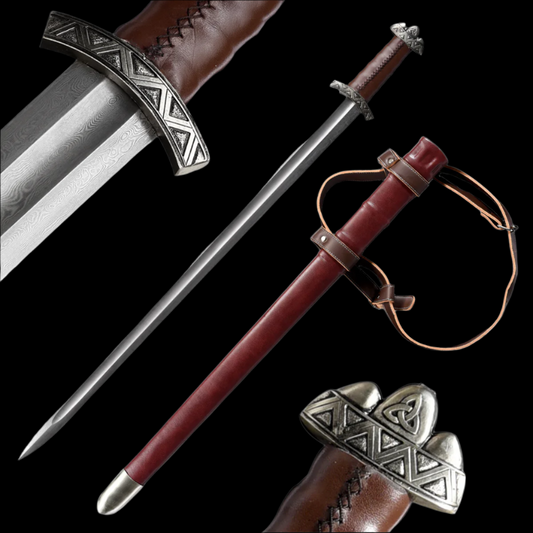 37.8" Hand-Forged Damascus Steel Medieval Sword