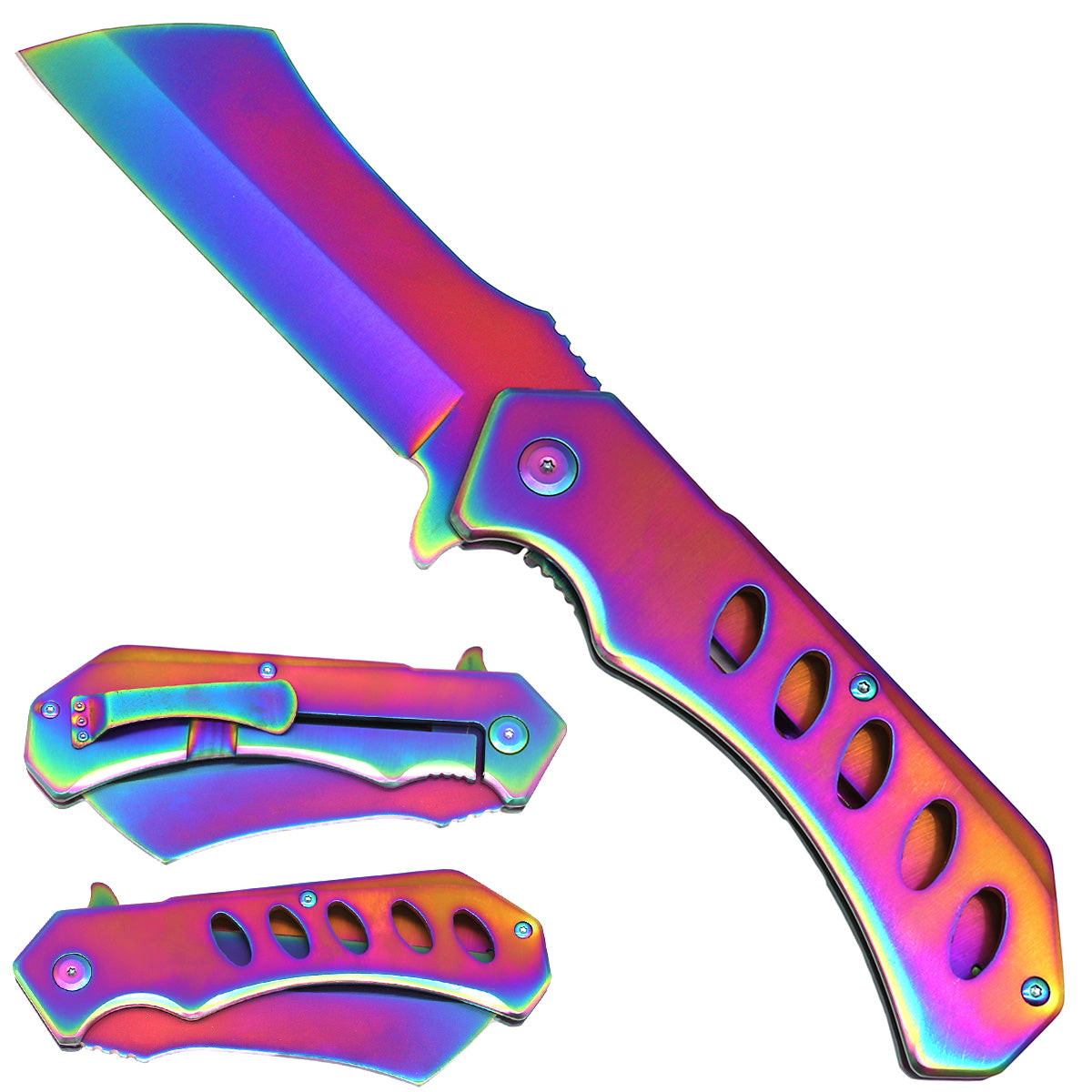 Wholesale Falcon Pocket Knives - 6" Rainbow Blade Knives Distributor