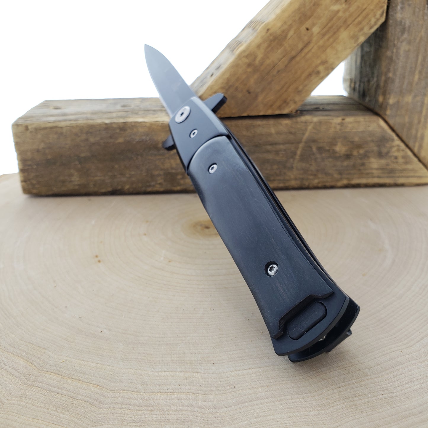 4" Black Blade / Black Wood Handle / Assisted Knife