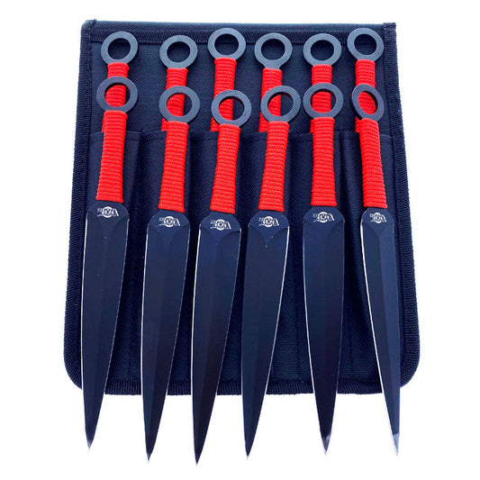 12 PCS Ninja Kunai Set 8 1/2" Length Red Cord & Sheath