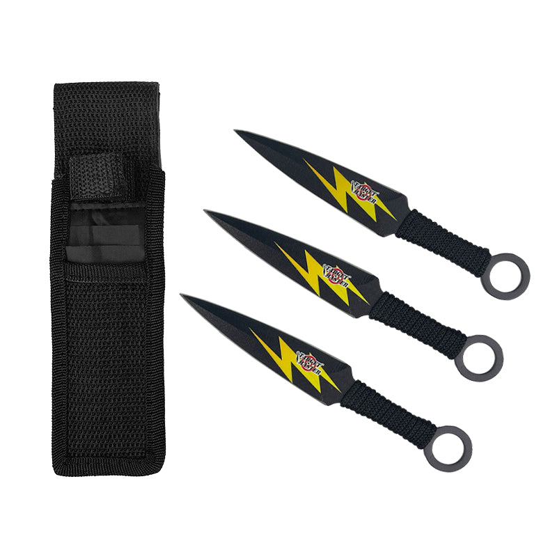 3 Piece Set, 6 1/2" Thunder Ninja Kunai with Sheath Pacific Solution