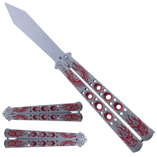 11" Overall Practice Butterfly Knife Red Dragon