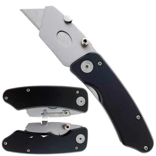 Utility Knife Box Cutter - 2" Blade w/ 2.25" Black Handle.