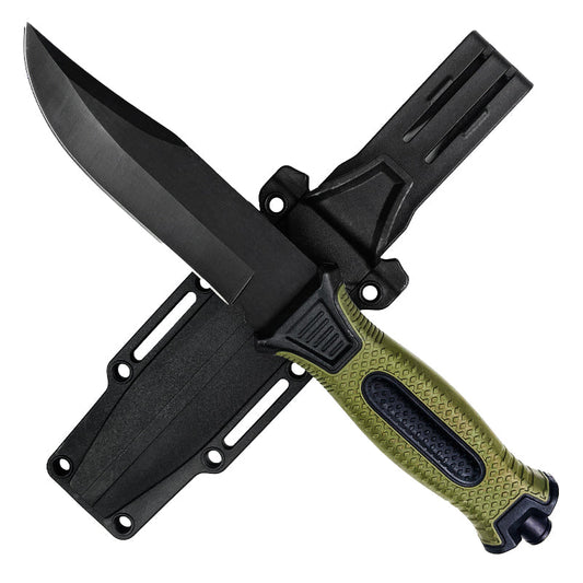 9.5" Hunting Knife w / Green ABS Holster