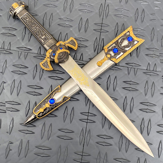 14" Roman Dagger Blue and Gold Details