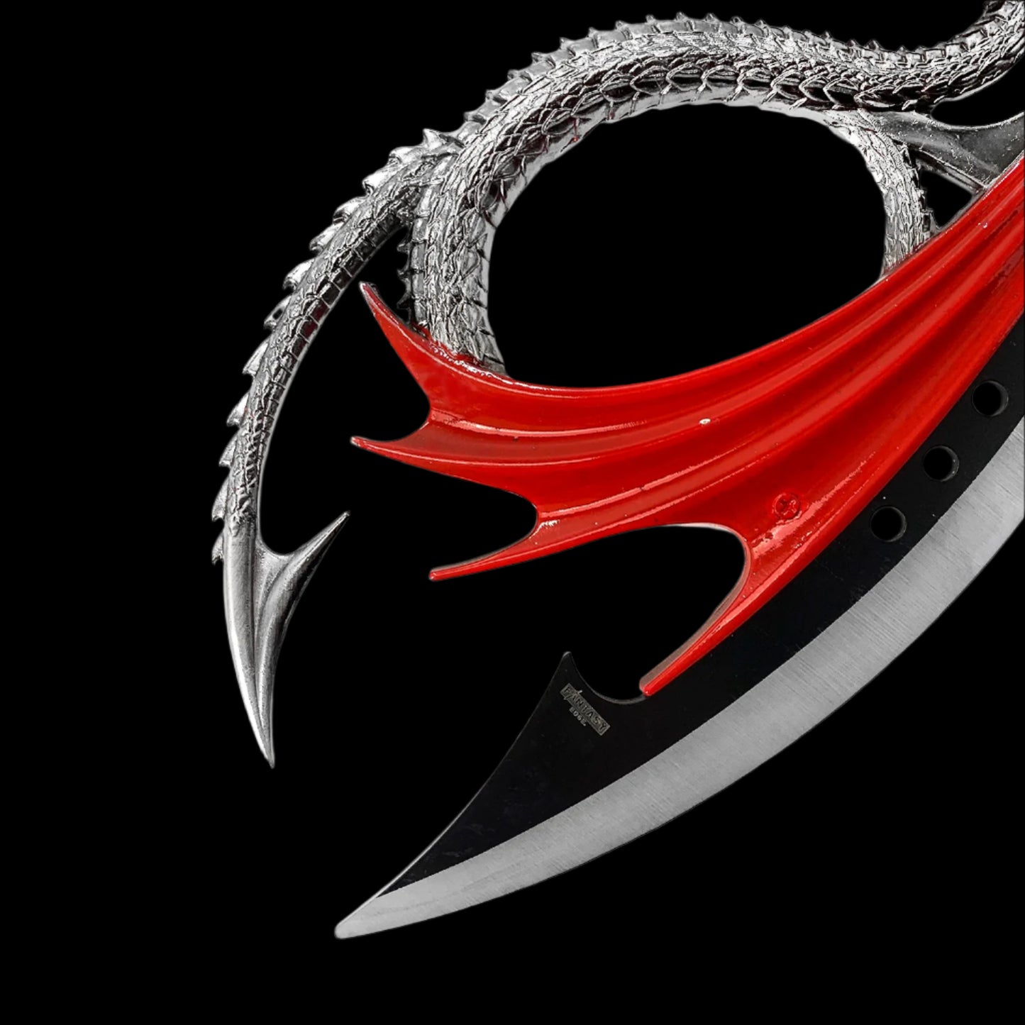 Twin Dragon Daggers with Engraved Wood Stand