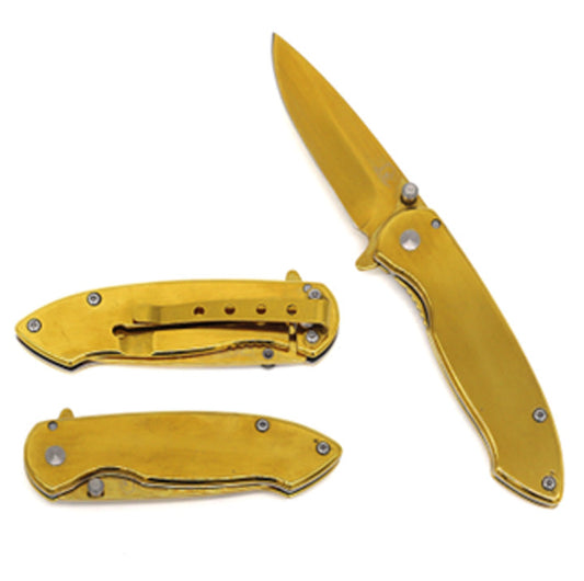 3" Mirror Gold Titanium Blade, 3.75" Gold Titanium Handle