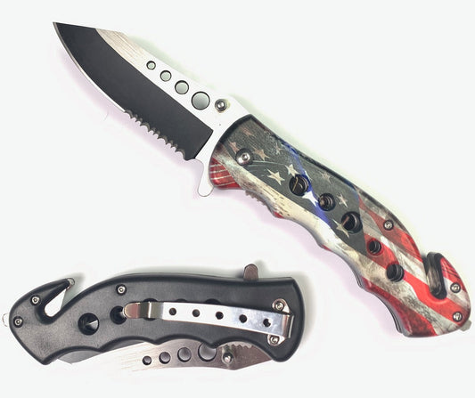 3" Silver Blade / United Flag Handle / Assisted Knife