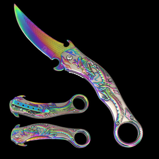 8.25 " Rainbow Dragon Spring Assisted Knife
