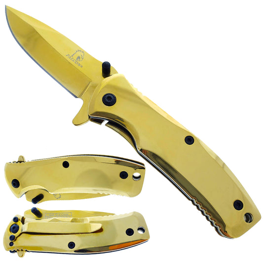 Falcon 6.5" Gold Pocket Knife - Textured Handle