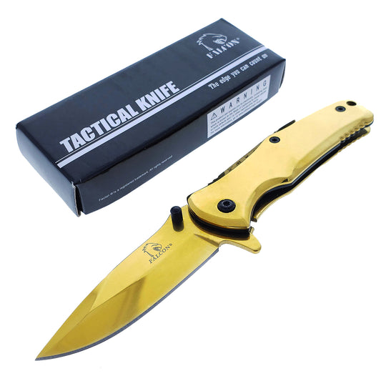 Falcon 6.5" Gold Pocket Knife - Textured Handle