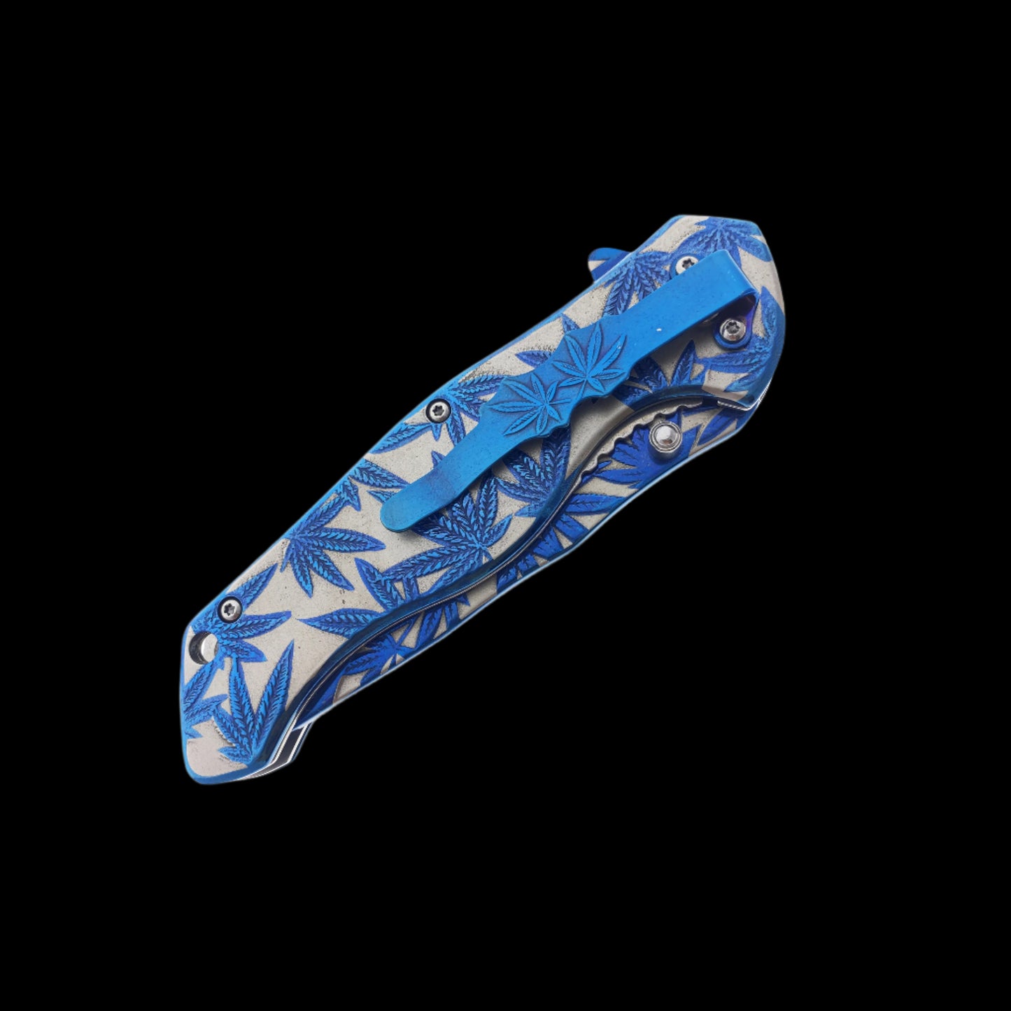 Wholesale Knives - Falcon 8" Pocket Knife w Blue Weed Design
