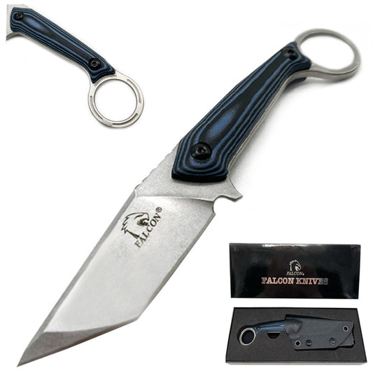 Falcon 7" Tactical Knife 2 3/4 Blade Blue Handle