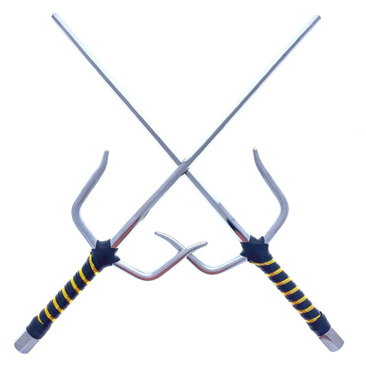 21" Chrome Sai with black/gold plastic wrapped handle.