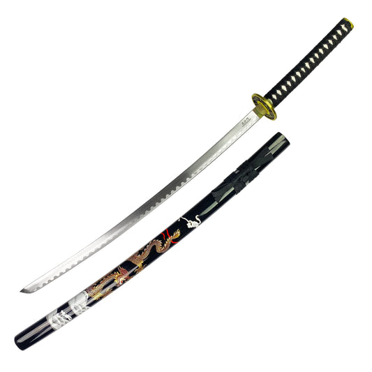 Bishamon 42 1/2" Samurai Sword Black Dragon Scabbard w/ Stand
