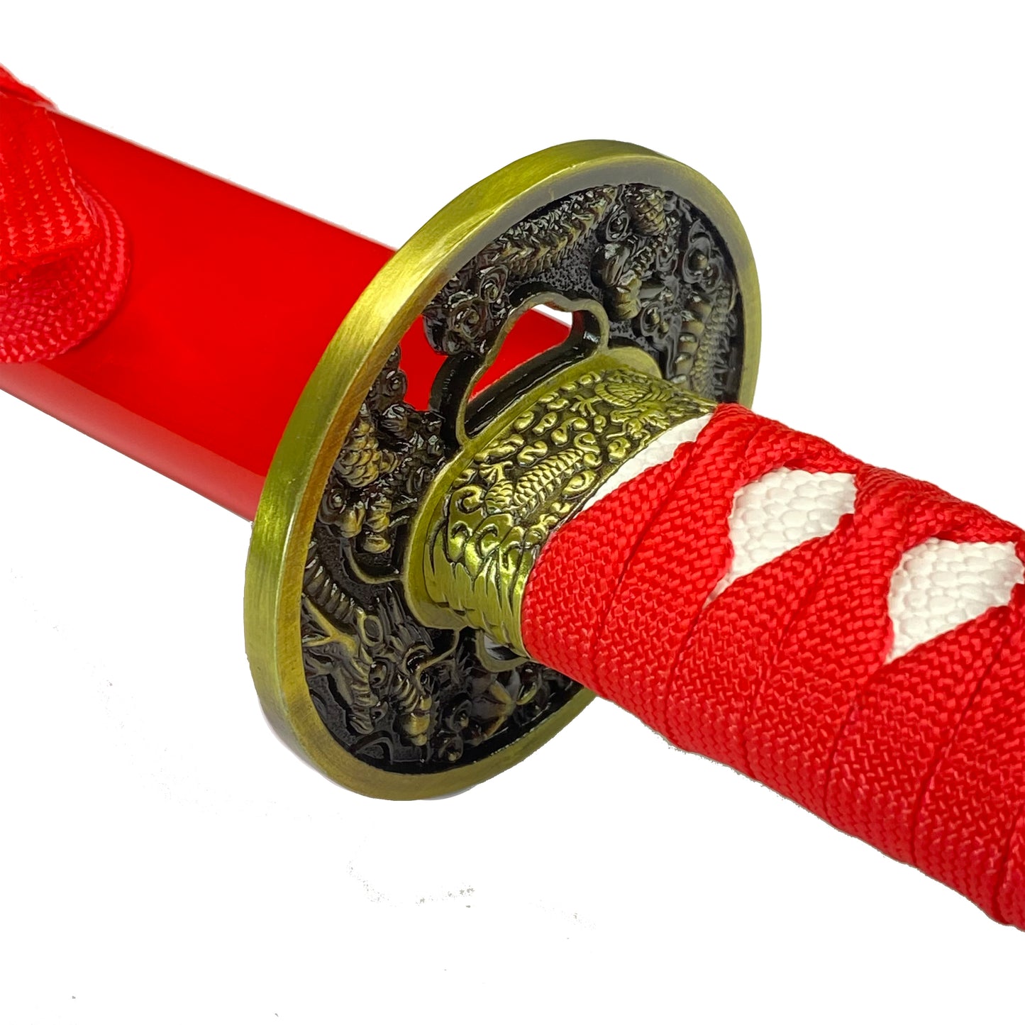 Bishamon Samurai Sword w/ Red Dragon Scabbard & Stand