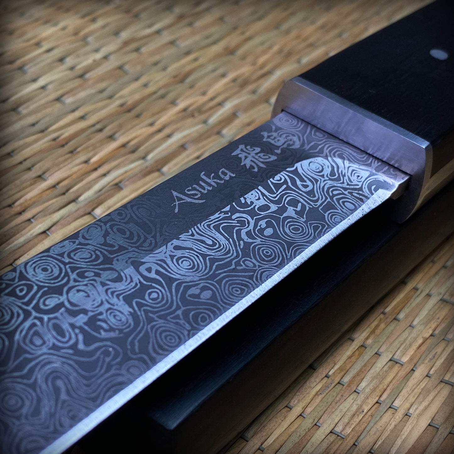 10.75" Asuka Full Tang Tanto Damascus Look Blade
