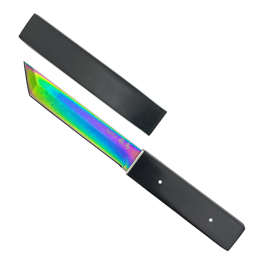 Wholesale Asuka Modern Tanto Knife: Rainbow Damascus Tanto Knife.