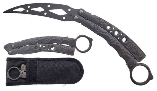 Chrome Butterfly Trainer - Balisong Practice Knife with durable design and training sheath for safe practice