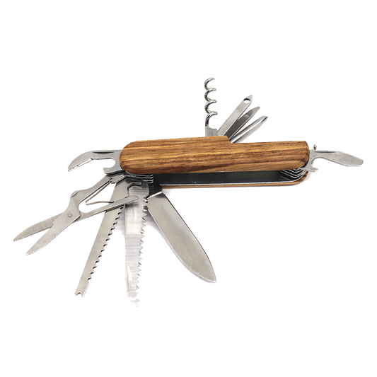 2 1/2" Blade Folding Multi-Tool Knife - Zebra wood