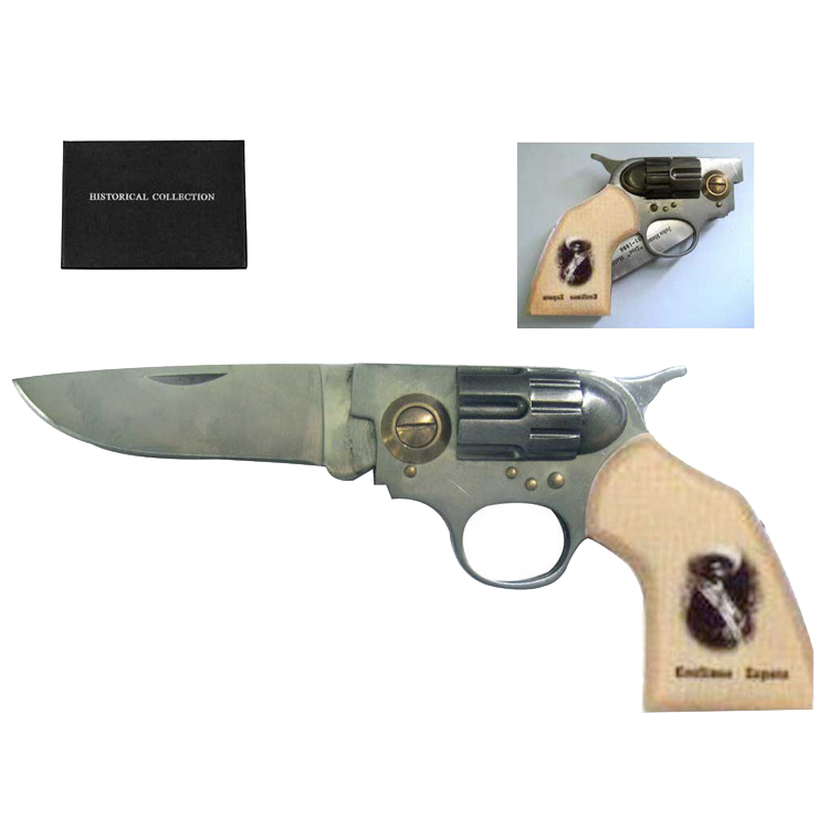 8" Emiliano Zapata Photo on Handle Gun Style Folding Knife