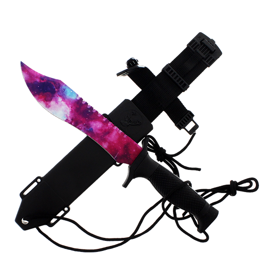 12" Tactical Knife With Purple Galaxy Blade