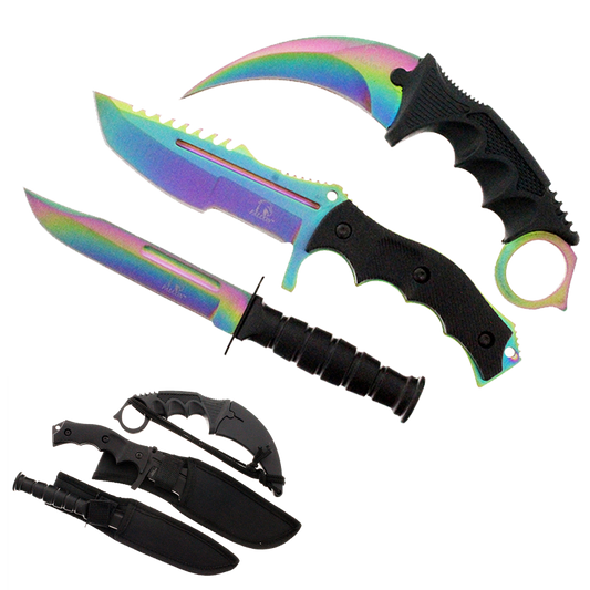 Falcon 3 PCS Rainbow Set. Tactical Knives & Karambit