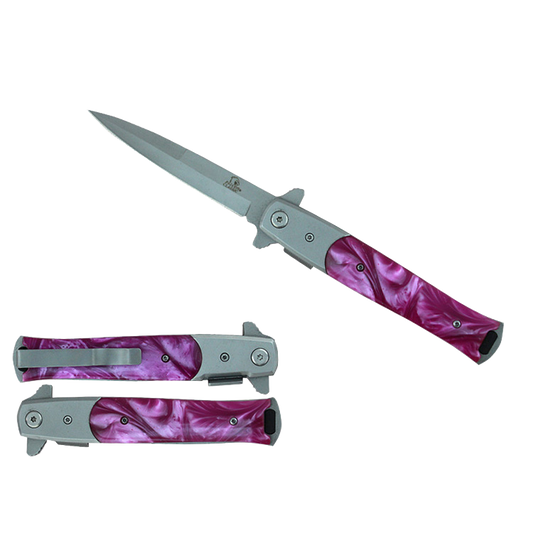 4" Black Blade / Pink Handle/ Assited Knife