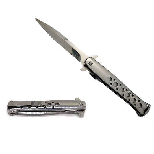 Falcon 9" Overall Metal Spring Assisted Knife With Black Coating