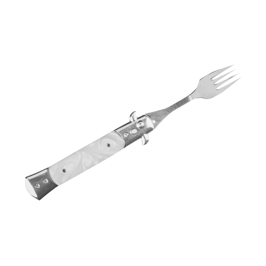 Switchblade Fork with Faux White Marble Handle