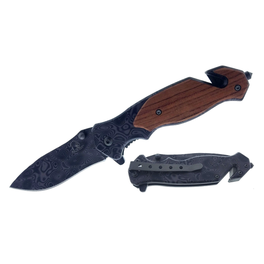 3" Demascus Blade / Wood Handle / Assisted Knife