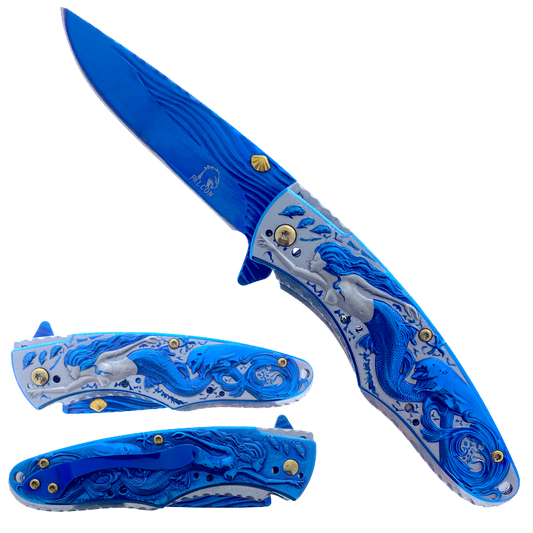 Falcon 8" Overall Knife W/Blue Mermaid Design