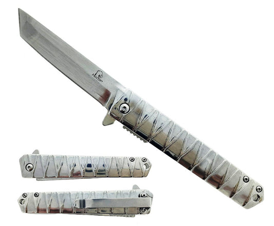 Falcon 7.75" Chrome Tanto Pocket Knife