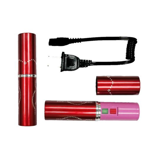 5" 5 million volt Lip Stick Style Stun Gun W/Flash Light Red