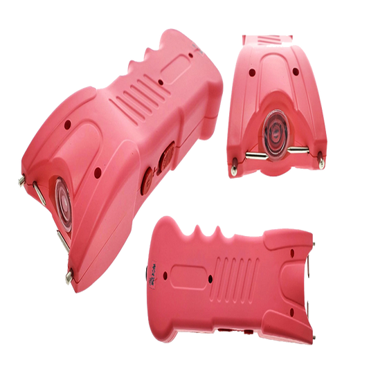 Pink Rechargeable Stun Gun w/ LED Flashlight designed for personal safety and easy carry