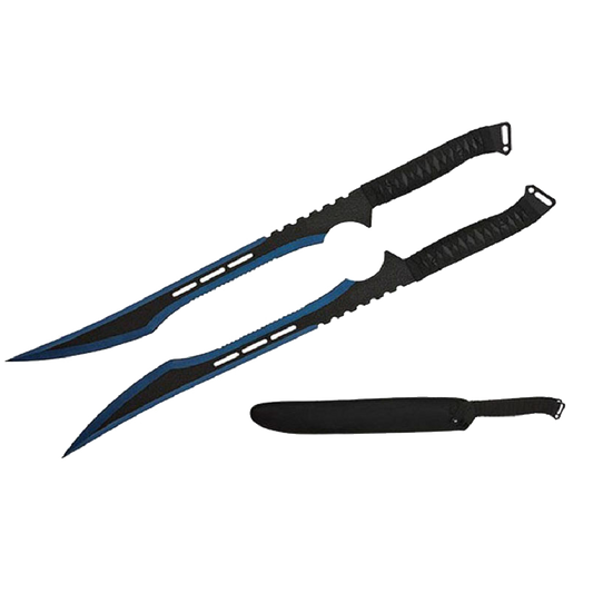 Tactical Master 27" Twin Tactical Machete Set (blue)