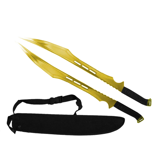Tactical Master 27" Twin Tactical Machete Set (Gold)