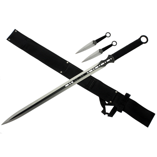 Tactical Master 27" Machete with 2 pcs 6" throwing knives