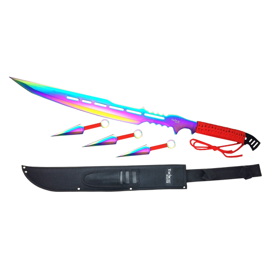Tactical Master 27" Machete With 3 PCS Throwing Knives Set