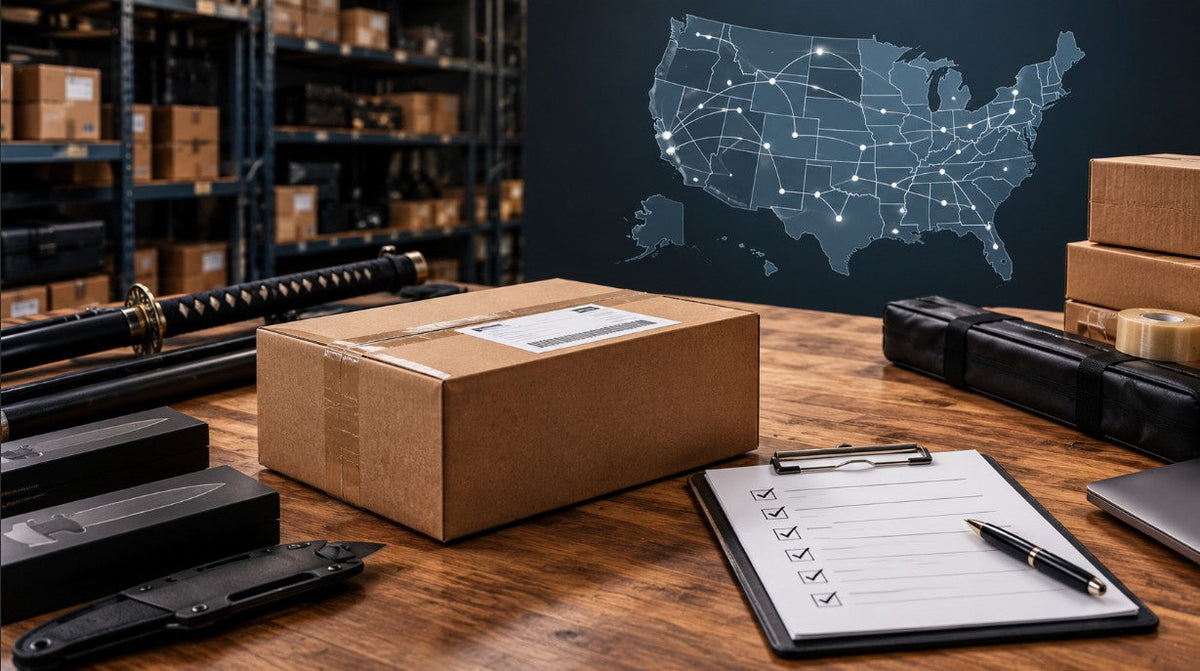 Wholesale reseller reviewing knife and sword shipping laws by state