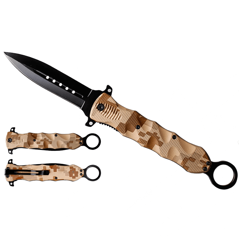 10" Pocket Knife with Brown Camo Handle Spring Assisted Pocket Knife All Knives PacificSolution 4